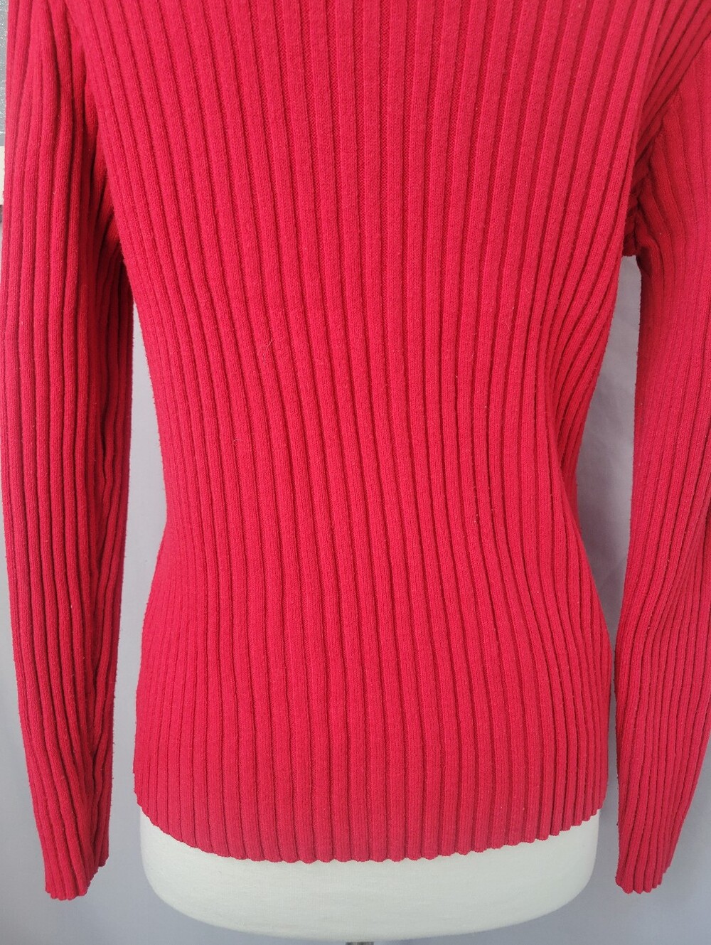 Bebe Ribbed Logo Embellished Rhinestone 1/4 Zip Sweater Red XL - Picture 9 of 11